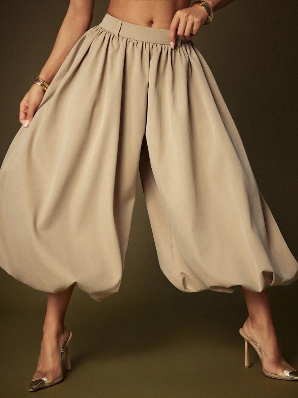 Camel Casual Women's Woven High Waist Balloon Shape Pants - Picture 2 of 5